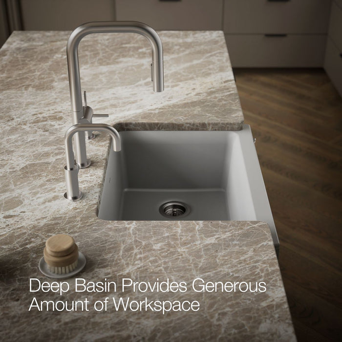 KOHLER K-25787 Cairn 29-11/16" undermount single-bowl farmhouse kitchen sink, matte grey - view 4