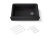 KOHLER K-25788 Cairn 34" undermount single-bowl farmhouse kitchen sink with fluted design, matte black