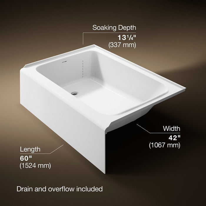 KOHLER K-25833-LA Avec 60" x 42" alcove bath, left drain, white - view 2
