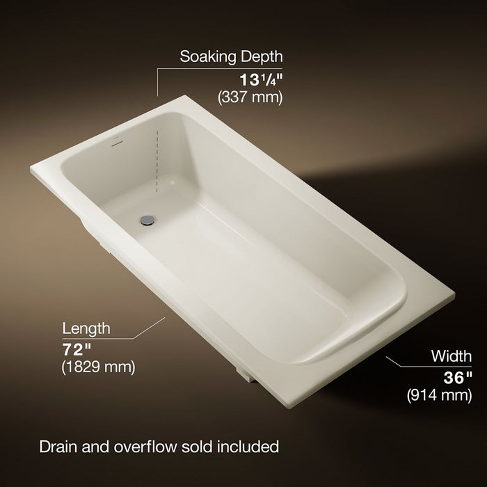 KOHLER K-25834 Avec 72" x 36" drop-in bath, biscuit - view 5