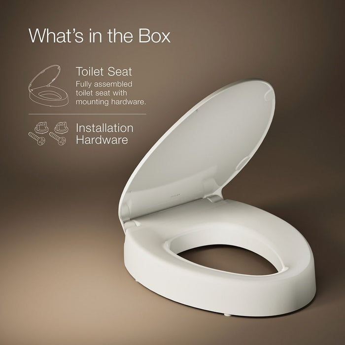 KOHLER K-25875 Hyten Elevated Quiet-Close elongated toilet seat