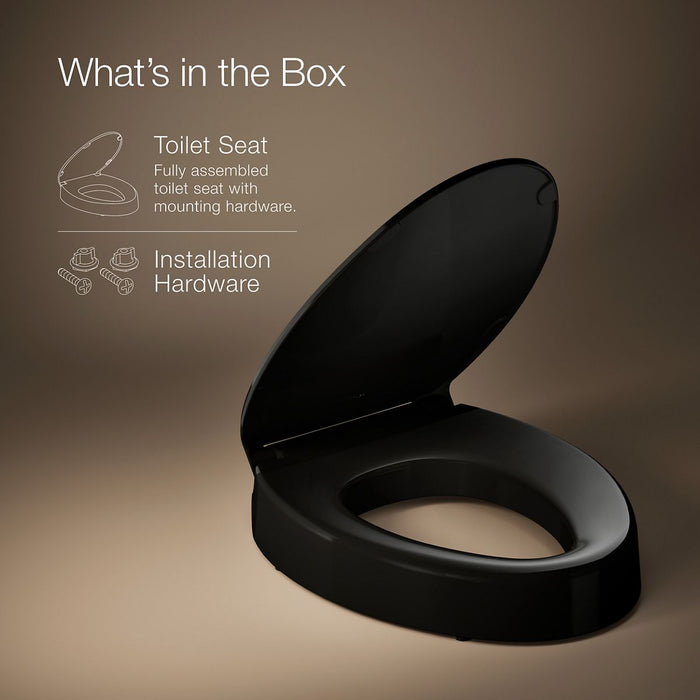 KOHLER K-25875 Hyten Elevated Quiet-Close elongated toilet seat