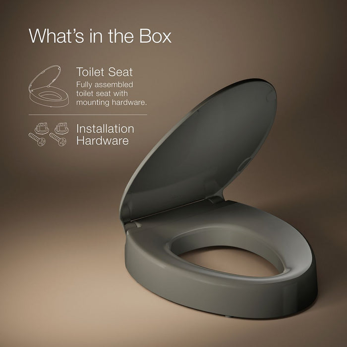 KOHLER K-25875 Hyten Elevated Quiet-Close elongated toilet seat