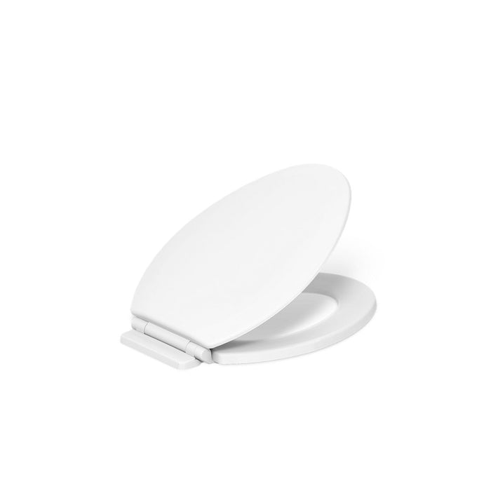 KOHLER K-25881 Broadwood Quiet-Close™ Elongated Toilet Seat, White - 3/4 view of product