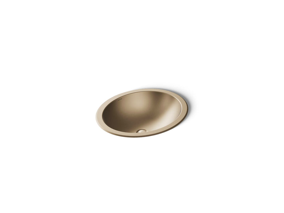 KOHLER K-2608-SU Bachata 20" oval drop-in/undermount bathroom sink, no overflow, vibrant brushed bronze