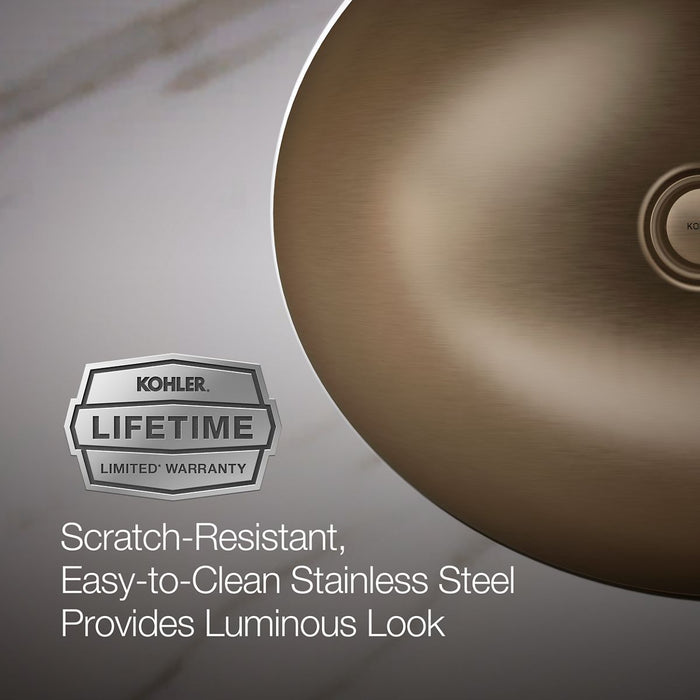 KOHLER K-2609-SU Bachata 20" oval drop-in/undermount bathroom sink, vibrant brushed bronze - view 2