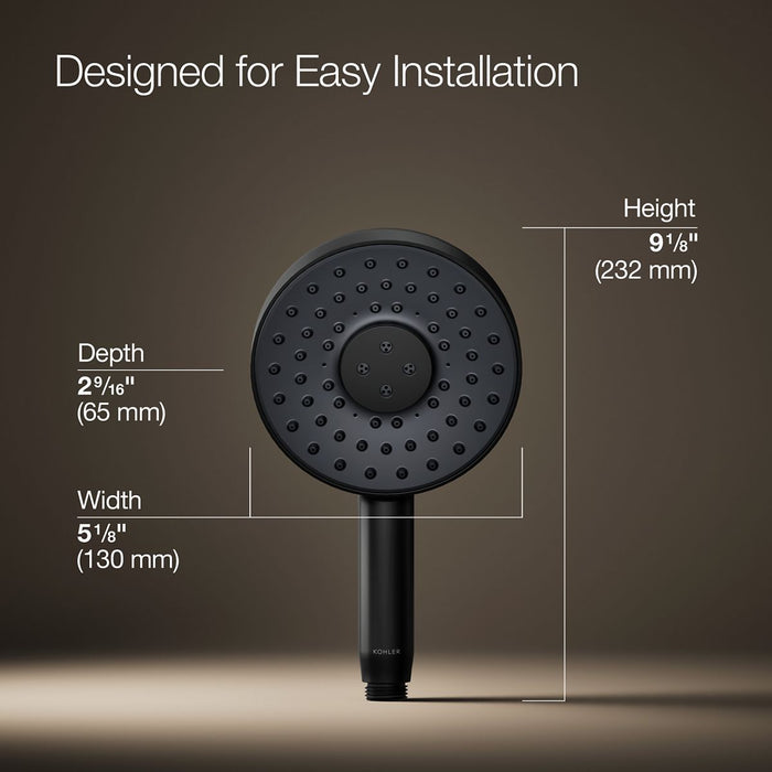 KOHLER K-26282 Statement Round three-function handshower, 2.5 gpm, matte black - view 5