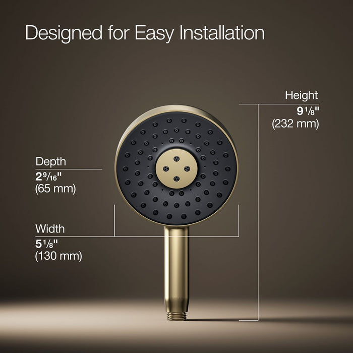 KOHLER K-26282 Statement Round three-function handshower, 2.5 gpm, vibrant french gold - view 5