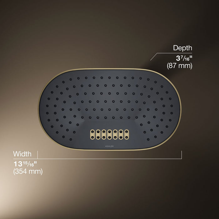KOHLER K-26295 Statement Oblong 14" two-function rainhead, 2.5 gpm