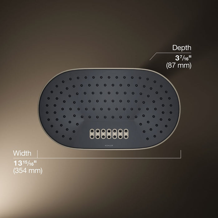KOHLER K-26295-G Statement Oblong 14" two-function rainhead, 1.75 gpm