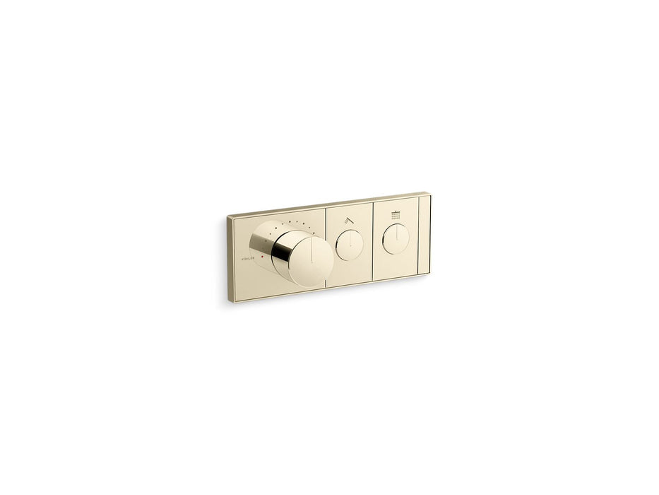 KOHLER K-26346-9 Anthem Two-outlet recessed mechanical thermostatic valve control, vibrant french gold