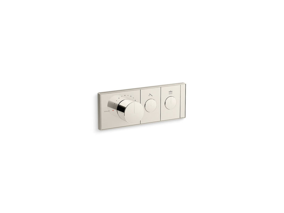 KOHLER K-26346-9 Anthem Two-outlet recessed mechanical thermostatic valve control, vibrant polished nickel