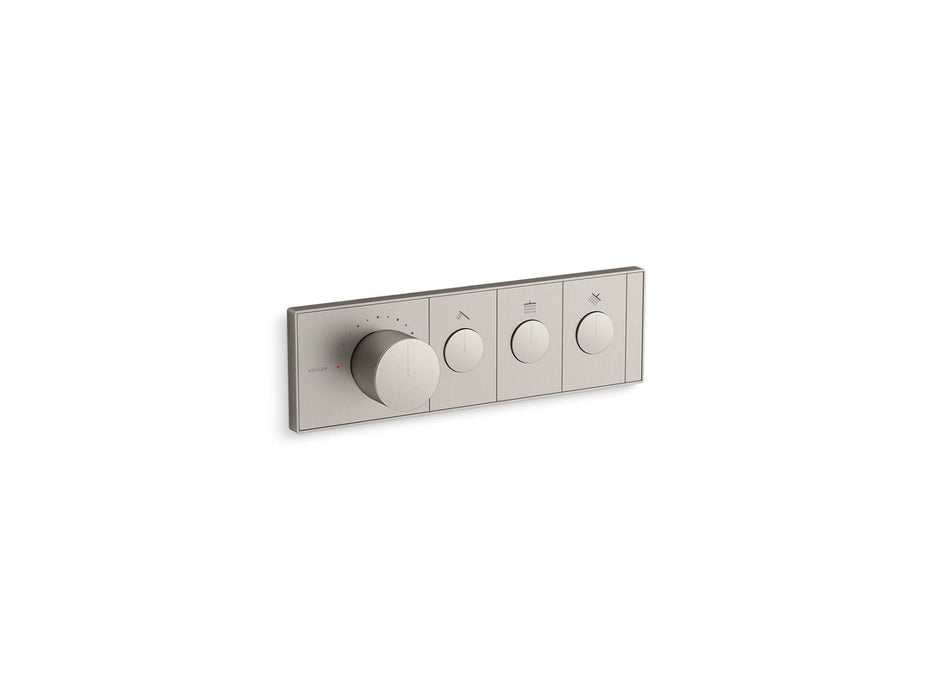 KOHLER K-26347-9 Anthem Three-outlet recessed mechanical thermostatic valve control, vibrant brushed nickel