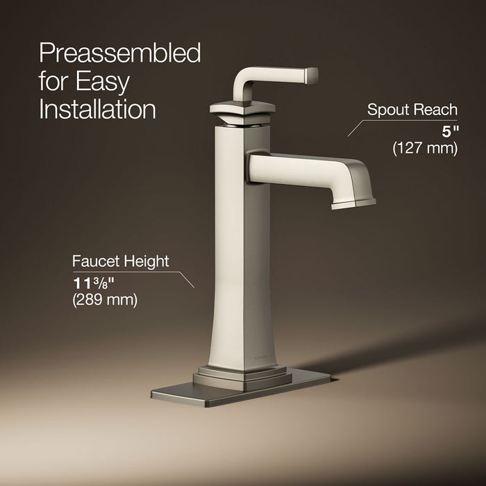 KOHLER K-26430-4 Riff Tall single-handle bathroom sink faucet, 1.2 gpm, vibrant brushed nickel - view 3