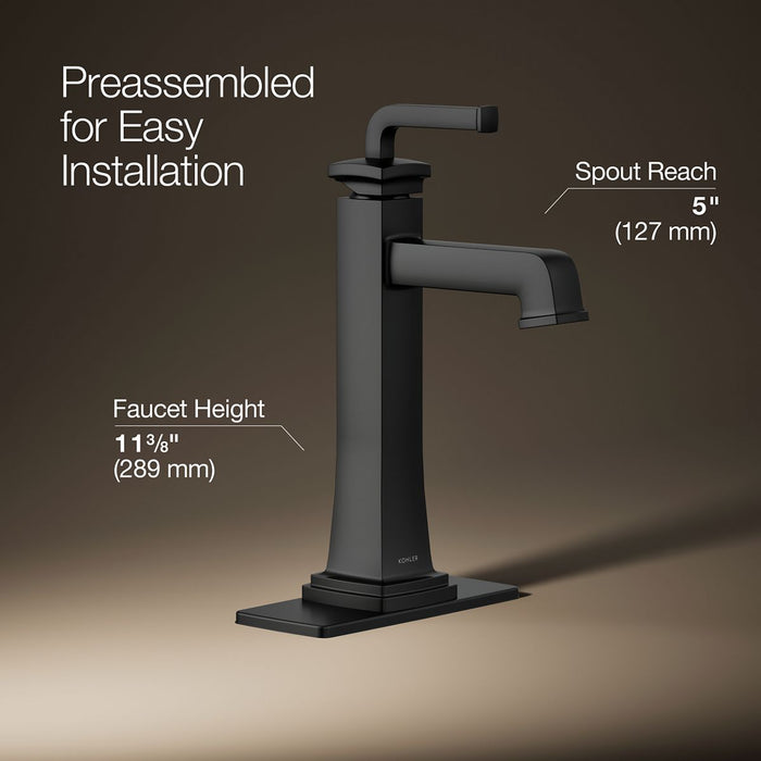 KOHLER K-26430-4K Riff Tall single-handle bathroom sink faucet, 1.0 gpm, matte black - view 3