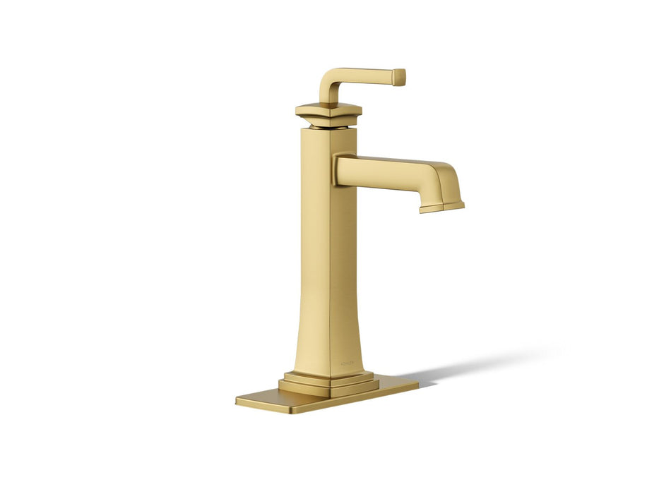 KOHLER K-26430-4K Riff Tall single-handle bathroom sink faucet, 1.0 gpm, vibrant brushed moderne brass