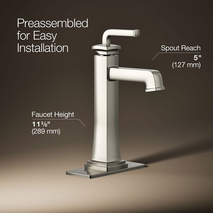 KOHLER K-26430-4K Riff Tall single-handle bathroom sink faucet, 1.0 gpm, vibrant polished nickel - view 3
