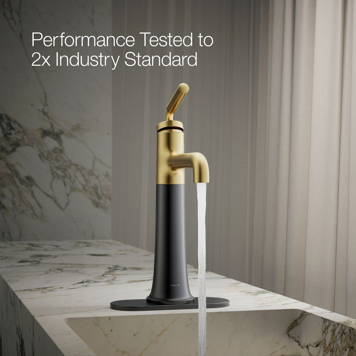 KOHLER K-26437-4K Tone Tall single-handle bathroom sink faucet, 1.0 gpm, matte black with brushed moderne brass - view 5