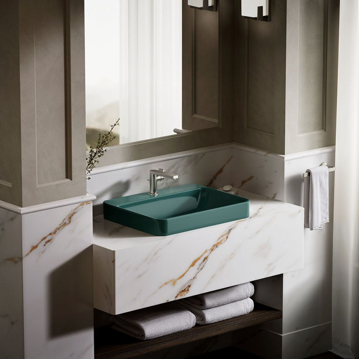 KOHLER K-2660-1 Vox 23" rectangular vessel bathroom sink, teal - view 4