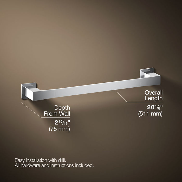KOHLER K-26633 Honesty 18" towel bar, polished chrome - view 4