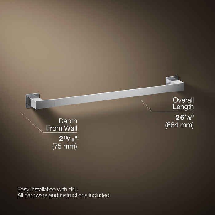 KOHLER K-26634 Honesty 24" towel bar, polished chrome - view 4