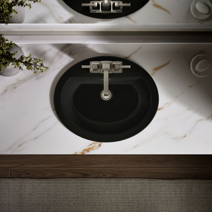 KOHLER K-2699-4 Bryant 20-1/4" oval drop-in bathroom sink, black black - view 4