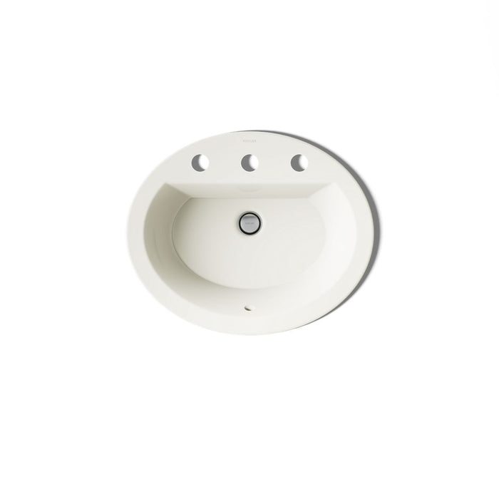 KOHLER K-2699-8 Bryant 20-1/4" oval drop-in bathroom sink, biscuit - view 2