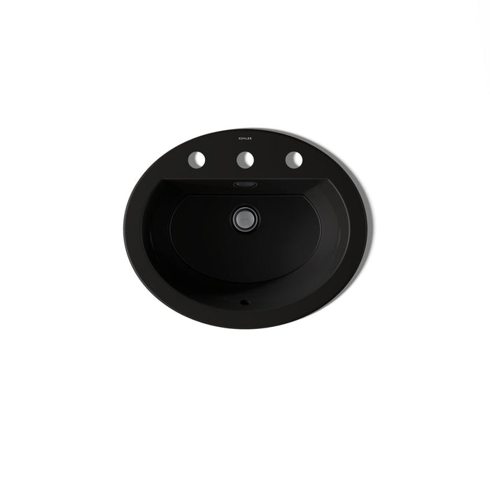 KOHLER K-2699-8 Bryant 20-1/4" oval drop-in bathroom sink, black black - view 3