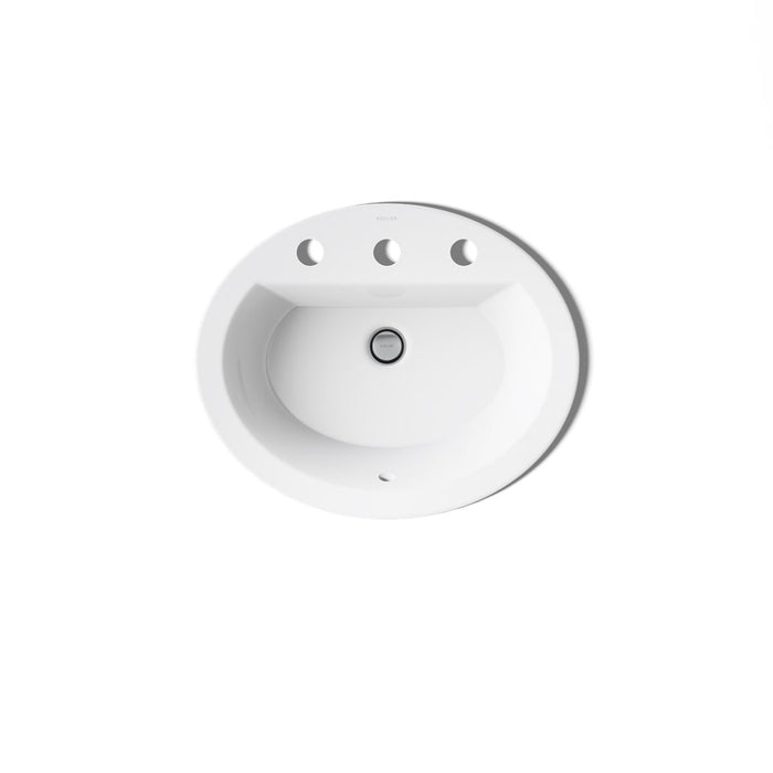 KOHLER K-2699-8 Bryant 20-1/4" oval drop-in bathroom sink, white - view 3