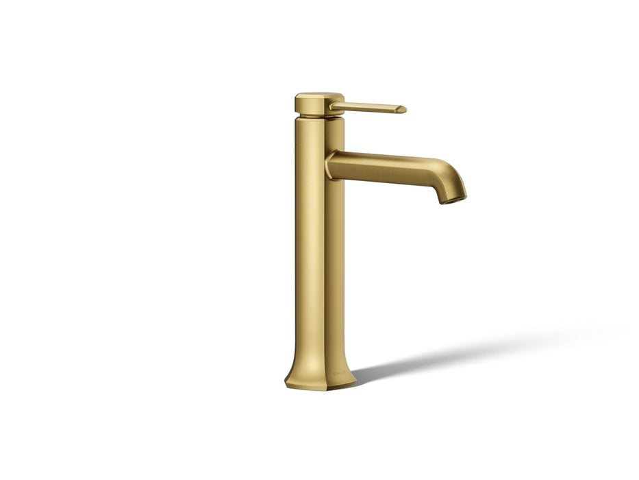 KOHLER K-27003-4 Occasion Tall single-handle bathroom sink faucet, 1.2 gpm, vibrant brushed moderne brass