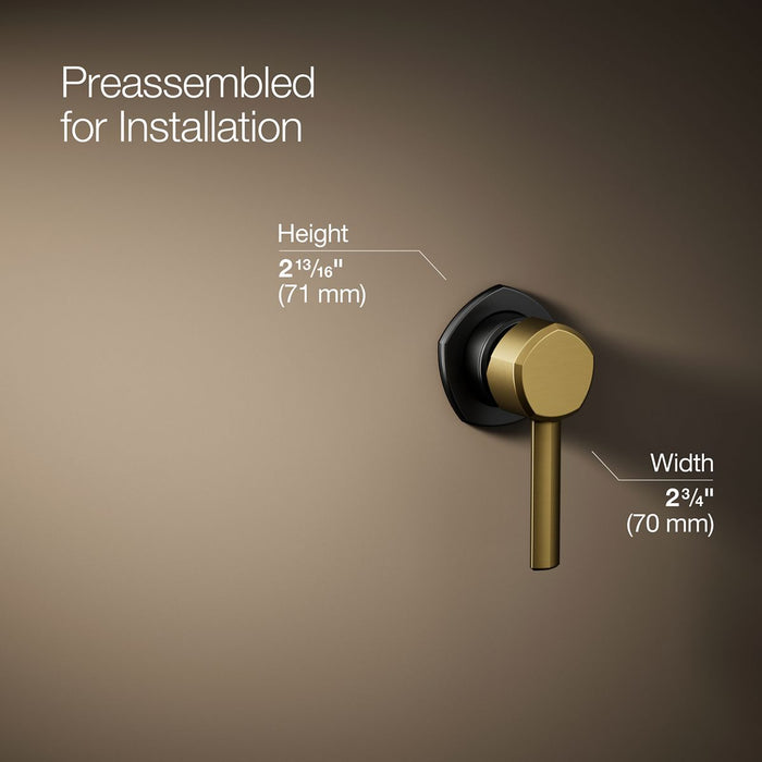 KOHLER K-27012-4 Occasion Wall-mount bathroom sink faucet handle, matte black with brushed moderne brass - view 3