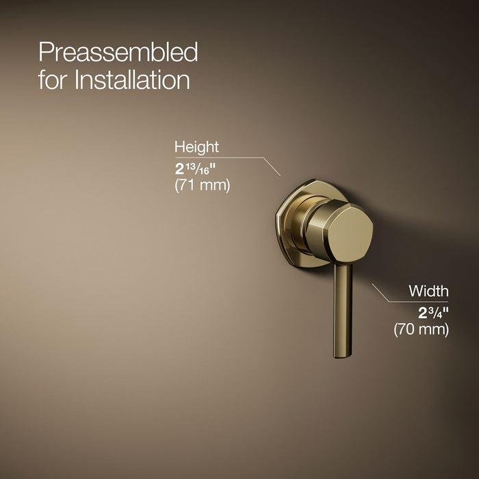 KOHLER K-27012-4 Occasion Wall-mount bathroom sink faucet handle, vibrant french gold - view 3