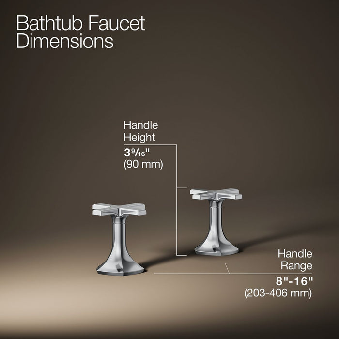 KOHLER K-27018-3 Occasion Deck-mount bath faucet handles with Cross design, polished chrome - view 2