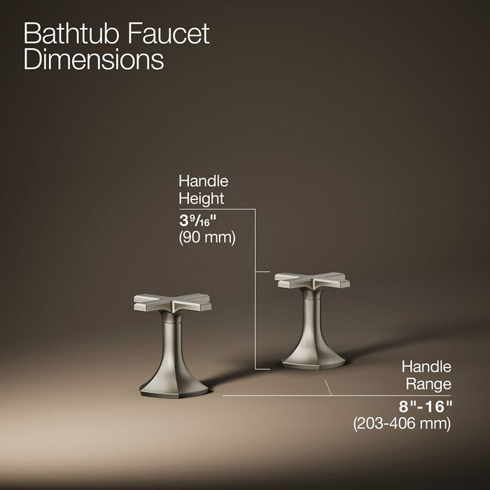 KOHLER K-27018-3 Occasion Deck-mount bath faucet handles with Cross design, vibrant brushed nickel - view 2