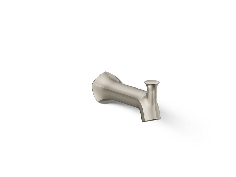 KOHLER K-27023 Occasion Wall-mount bath spout with Straight design and diverter, vibrant brushed nickel