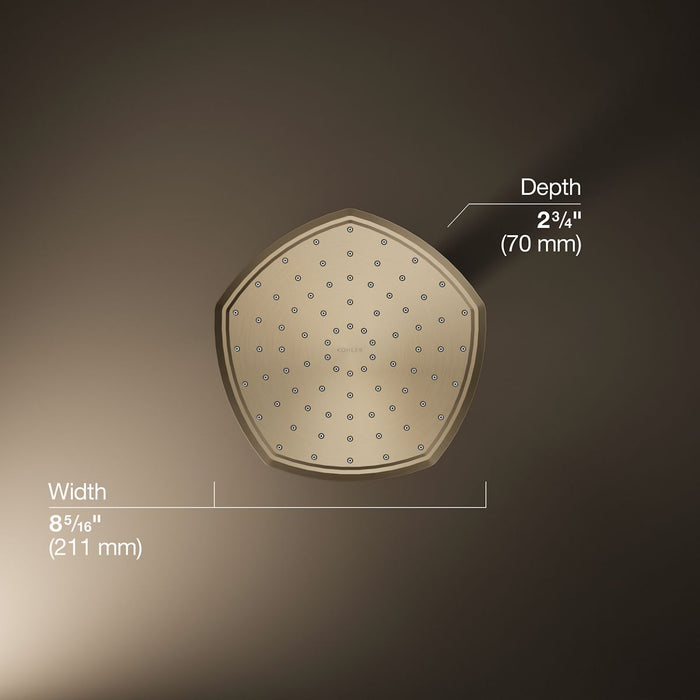 KOHLER K-27051-G Occasion 8" single-function rainhead, 1.75 gpm, vibrant brushed bronze - view 4