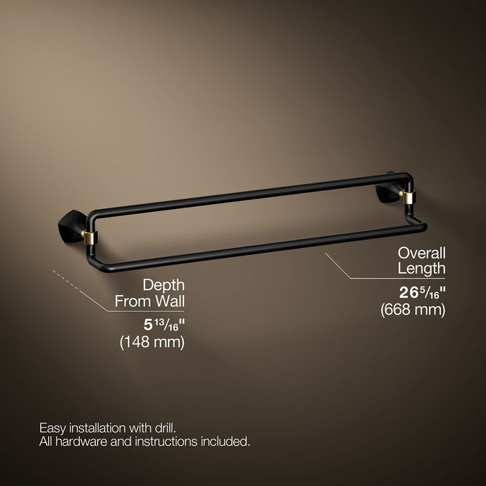 KOHLER K-27062 Occasion 24" double towel bar, matte black with brushed moderne brass - view 5