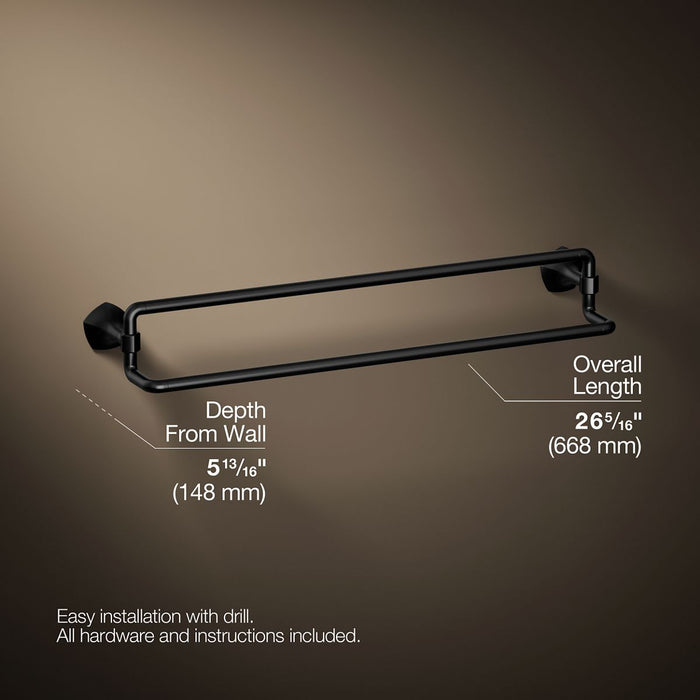 KOHLER K-27062 Occasion 24" double towel bar, matte black - view 4