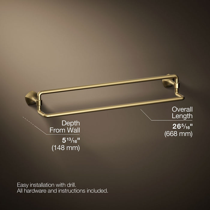 KOHLER K-27062 Occasion 24" double towel bar, vibrant brushed moderne brass - view 4