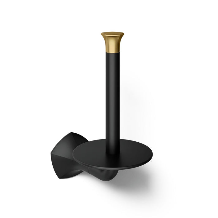 KOHLER K-27064 Occasion Vertical toilet paper holder, matte black with brushed moderne brass - view 4