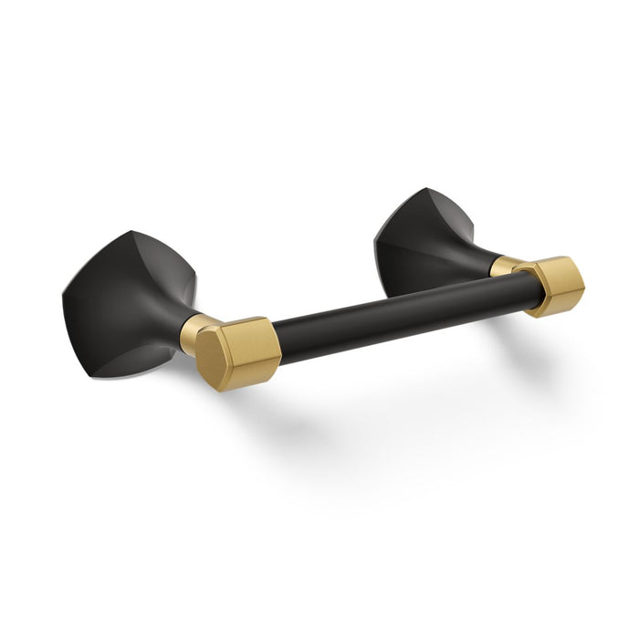 KOHLER K-27065 Occasion Pivoting toilet paper holder, matte black with brushed moderne brass - view 4