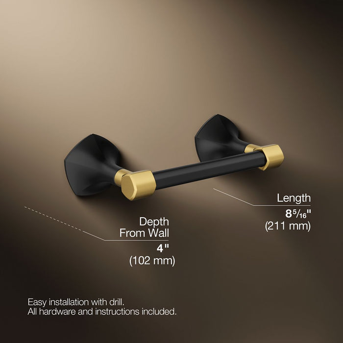 KOHLER K-27065 Occasion Pivoting toilet paper holder, matte black with brushed moderne brass - view 5