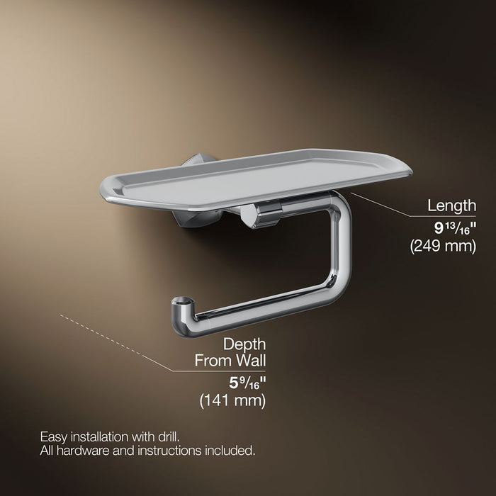 KOHLER K-27128 Occasion Toilet paper holder with tray, polished chrome - view 5