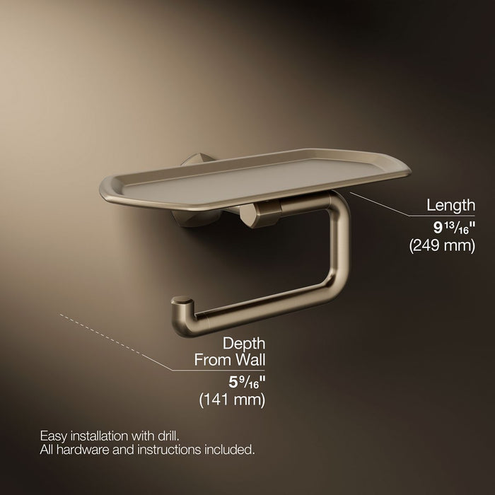 KOHLER K-27128 Occasion Toilet paper holder with tray, vibrant brushed bronze - view 5