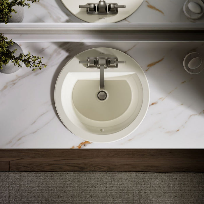 KOHLER K-2714-4 Bryant 19" round drop-in bathroom sink, biscuit - view 5