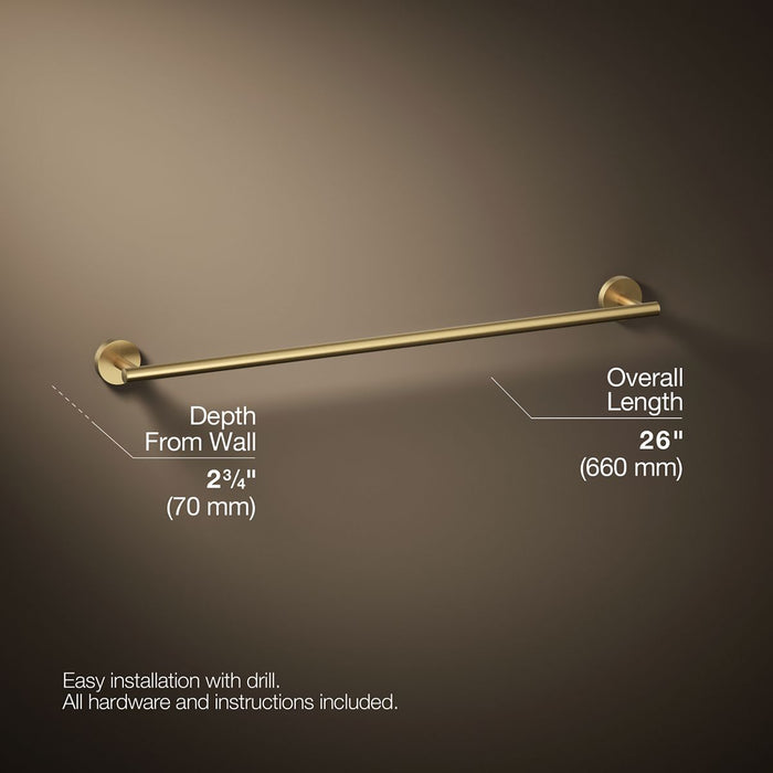 KOHLER K-27287 Elate 24" towel bar, vibrant brushed moderne brass - view 5