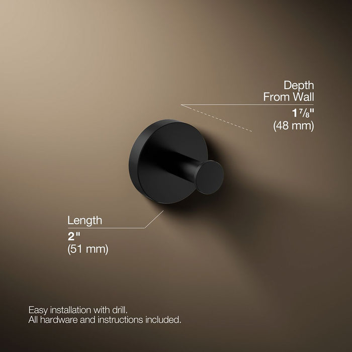 KOHLER K-27290 Elate Robe hook, matte black - view 4