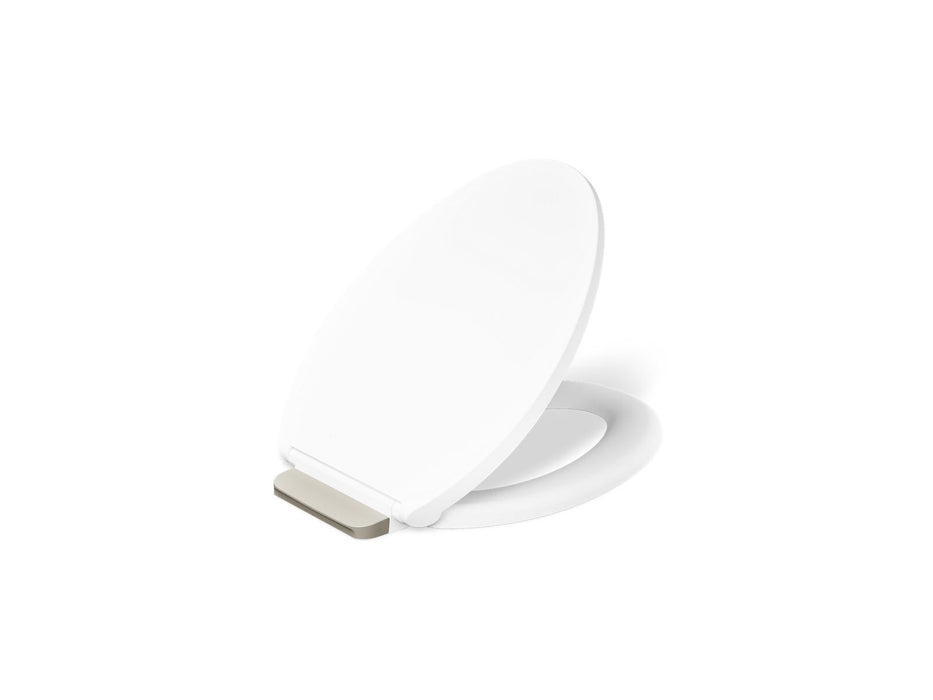 KOHLER K-27331-BN Glissade ReadyLatch® Quiet-Close™ Elongated Toilet Seat, White - 3/4 view of product