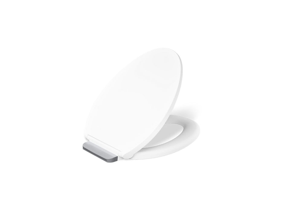 KOHLER K-27331-CP Glissade ReadyLatch® Quiet-Close™ Elongated Toilet Seat, White - 3/4 view of product