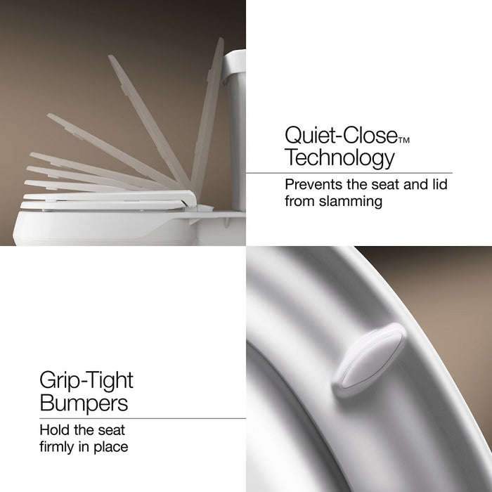 KOHLER K-27331-CP Glissade ReadyLatch® Quiet-Close™ Elongated Toilet Seat, White - Detail image of a product feature